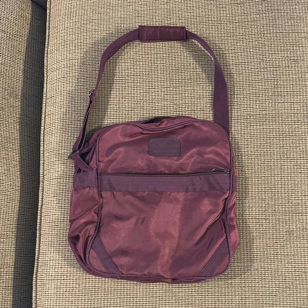 Men's Pierre Cardin travel shoulder bag. Burgundy. 13w x 15h x 4d
